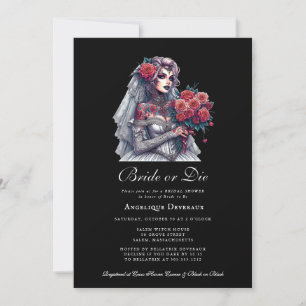 Bride or Die Elegant Goth Bridal Shower Invitation