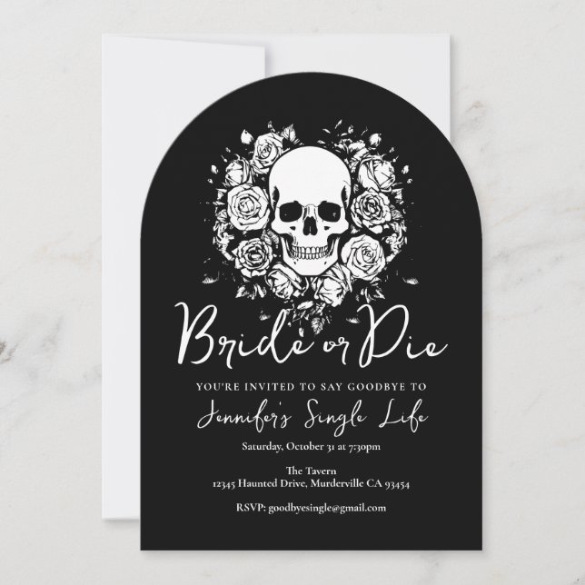 Bride or Die Floral Skull Bachelorette Party Invitation (Front)