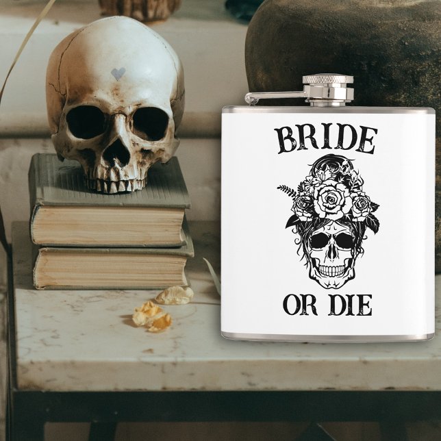 Bride or Die Gothic Bachelorette Party Customized Flask (Creator Uploaded)