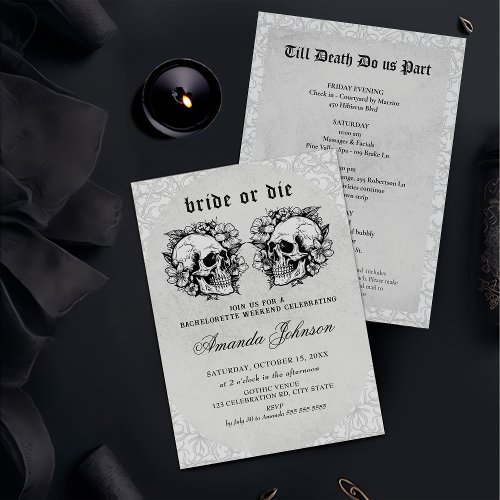 Bride or Die Gothic Bachelorette Party Invitation