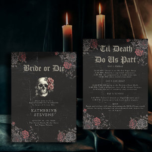 Bride or Die Gothic Bachelorette Party Itinerar Invitation