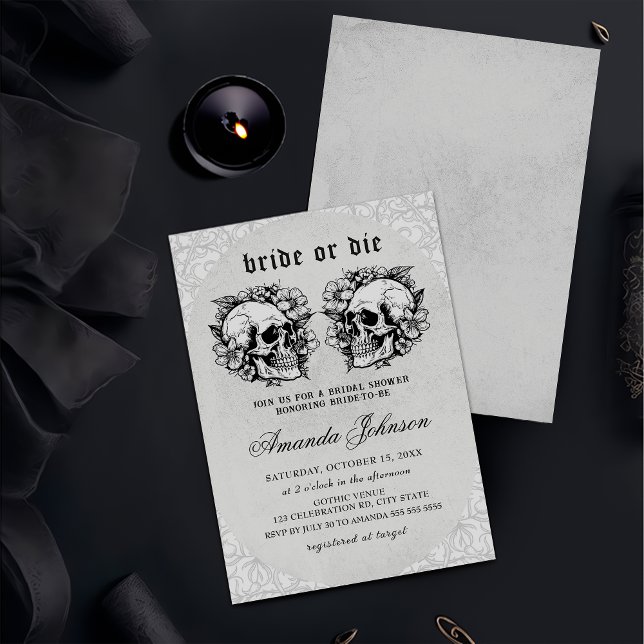 Bride or Die Gothic Bridal Shower Invitation (Creator Uploaded)