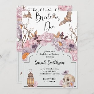 Bride Or Die Halloween Bachelorette Party Invitation