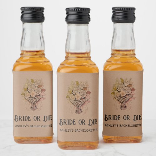 Bride or Die Halloween Bachelorette Party Liquor Bottle Label