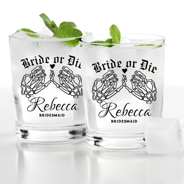 Bride Or Die Personalized Bridesmaids Till Death Whiskey Glass (Creator Uploaded)