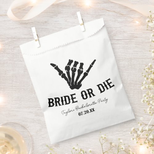 Bride or Die Rockstar Skeleton Bachelorette Party Favor Bag