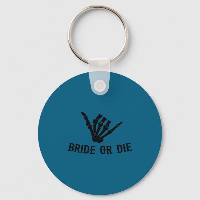 Bride Or Die Rockstar Skeleton Bachelorette Party  Keychain (Front)