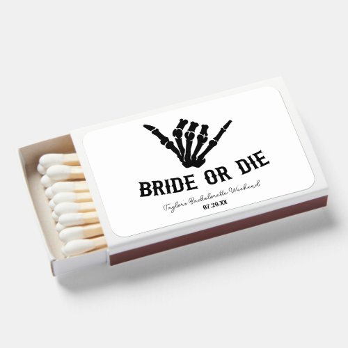 Bride or Die Rockstar Skeleton Bachelorette Party Matchboxes