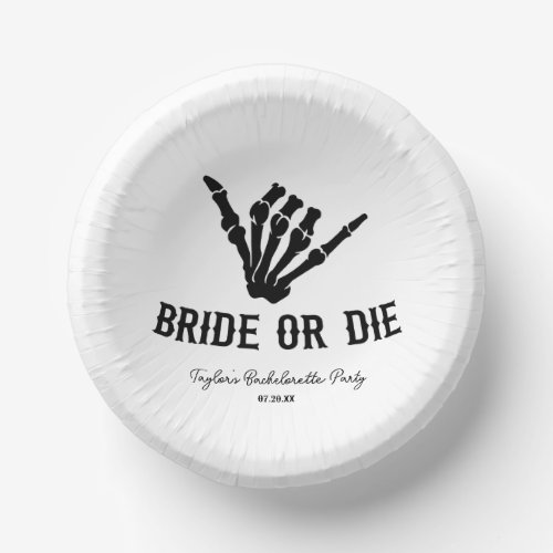 Bride or Die Rockstar Skeleton Bachelorette Party Paper Bowls
