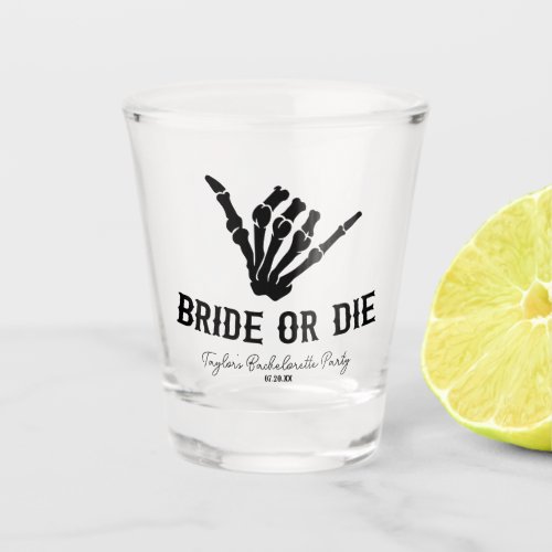 Bride or Die Rockstar Skeleton Bachelorette Party Shot Glass