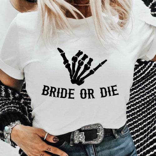 Bride or Die Rockstar Skeleton Bachelorette Party T_Shirt