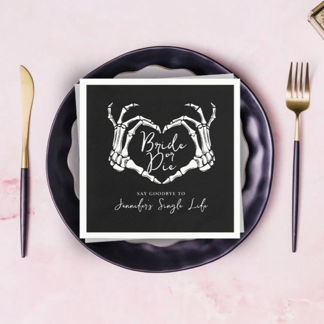 Bride or Die Skeleton Heart Bachelorette Party Napkins (Creator Uploaded)