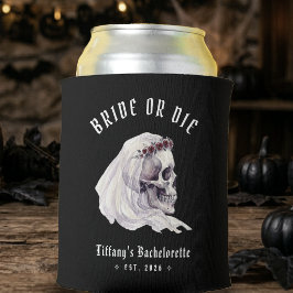 Bride or Die Skeleton Skull Halloween Bachelorette Can Cooler