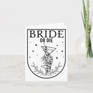 Bride Or Die Spooky Season Halloween Wedding Bache Card