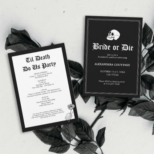 Bride or Die Til Death Do Us Party Bachelorette Invitation