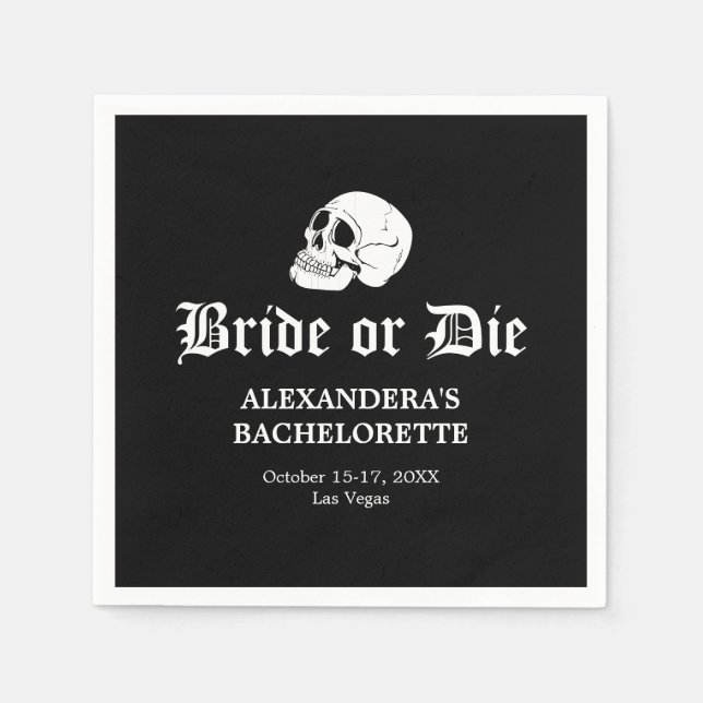 Bride or Die Til Death Do Us Party Bachelorette Napkins (Front)