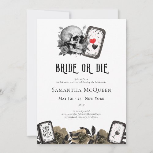 Bride or Die Til Death Gothic Tarot Bachelorette Invitation