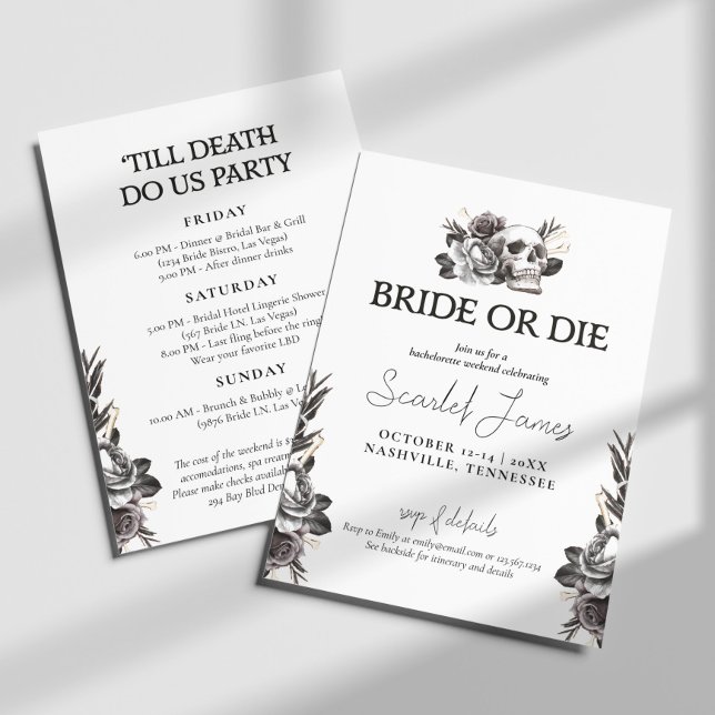 Bride or Die Till Death Do Us Party Bachelorette  Invitation (Creator Uploaded)