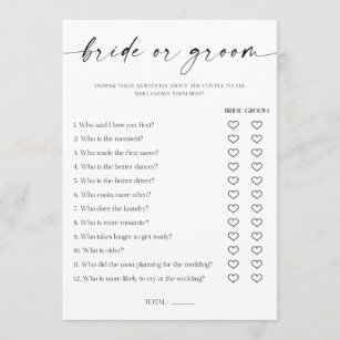 Bride or Groom Bridal Shower Game Program