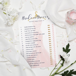 Bride or Groom Chic Pink Wedding Dress Shower Game