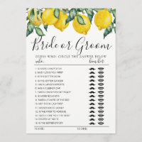 Bride or Groom game fully Lemons editable card