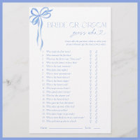 Bride Or Groom Guess Who Blue Bow Shower Game