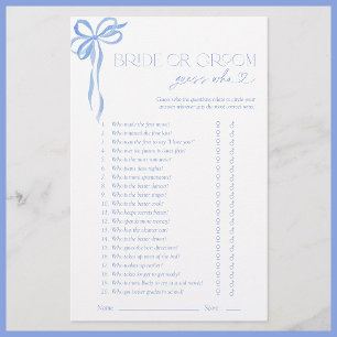 Bride Or Groom Guess Who Blue Bow Shower Game