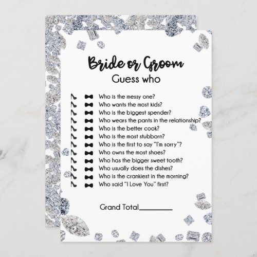 Bride or Groom Guess Who Bridal Shower Game Invitation