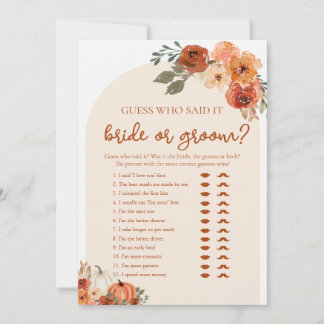 Bride or Groom Guess Who Said it Bridal Shower Invitation