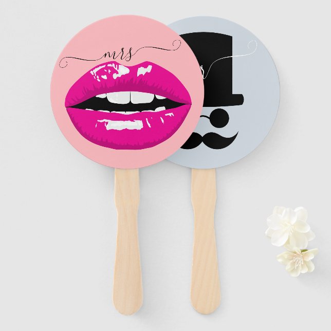Bride or Groom Mr Mrs Wedding Game Hand Fan (Front and Back)