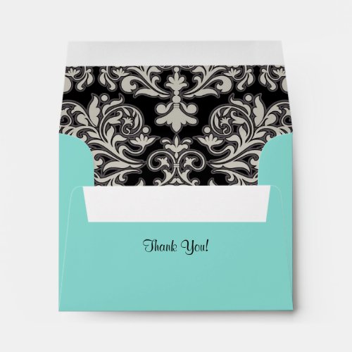 BRIDE Paisley Teal Blue Thank You Shower Party Envelope