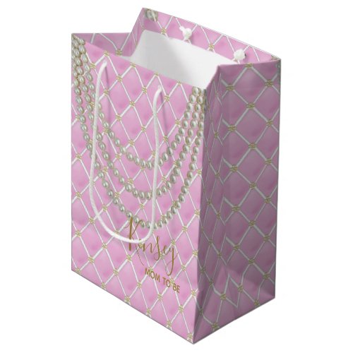 BRIDE Paris Pearls  Glam Pink Shower Party Medium Gift Bag