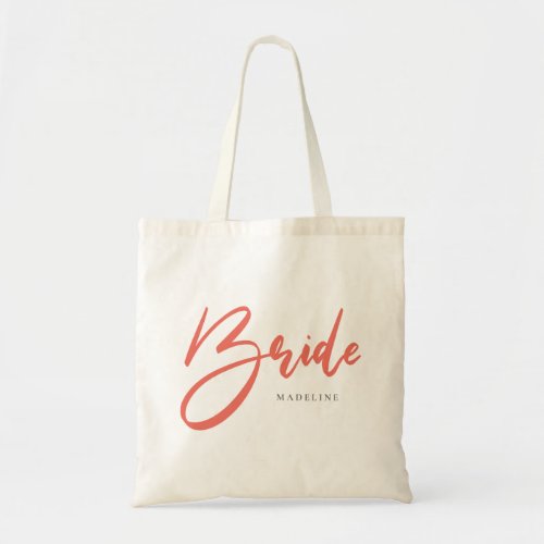Bride Peach Pink Personalized Canvas 2 Tote Bag