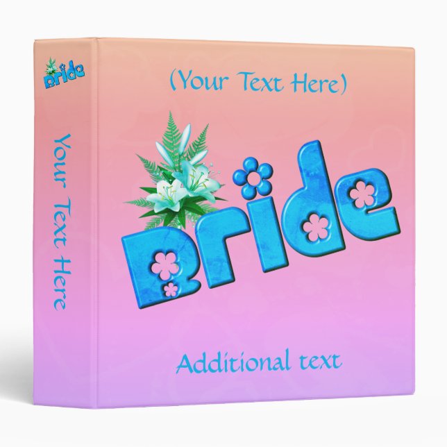 Bride Personalized  3 Ring Binder (Front/Spine)