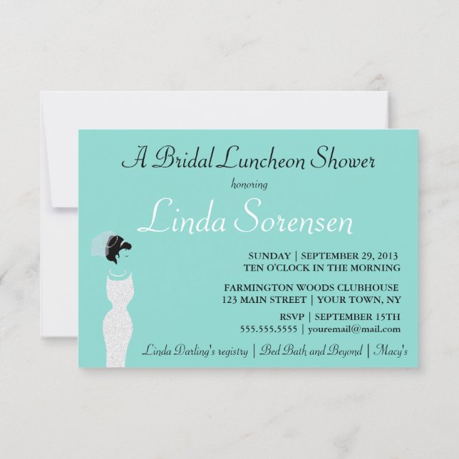 BRIDE Personalized Bridal Luncheon Shower Party Invitation (Back)