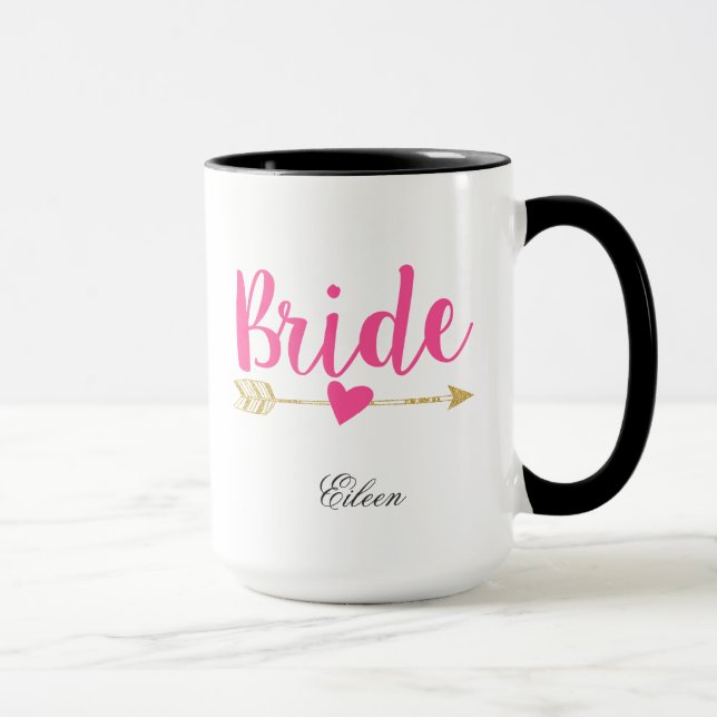 Bride Personalized Hot Pink Mug (Right)