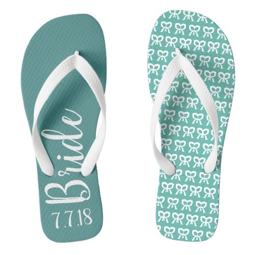 Bride Personalized Wedding Turquoise Flip Flops