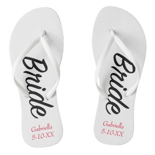 Bride Personalized With Name  Date  Flip Flops