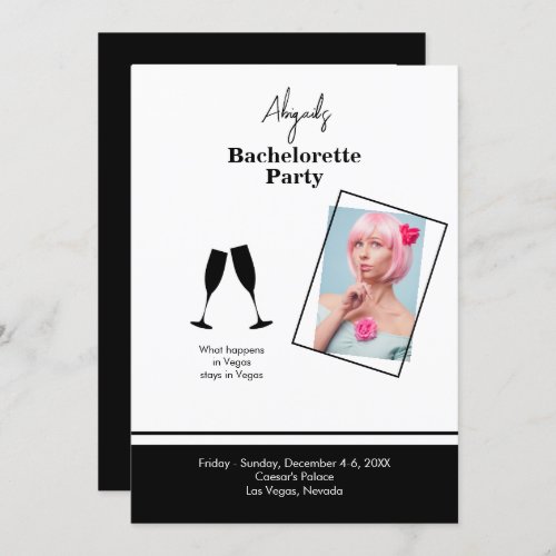 Bride Photo BW Destination Bachelorette Party  In Invitation