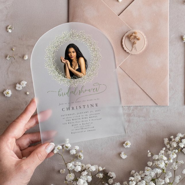 Bride Photo Baby's Breath Bridal Shower Invitation (Creator Uploaded)