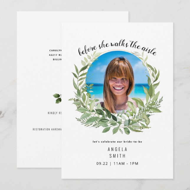 Bride Photo Before She Walks Bridal Shower II Invi Invitation (Front/Back)