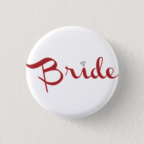Bride Pin Red on White
