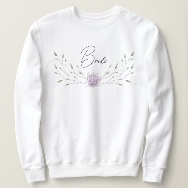 Bride Pink and White Lotus Sweatshirt (Design Front)
