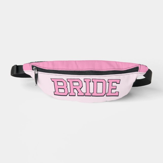 BRIDE – Pink College Font Bachelorette Fanny Pack (Front)