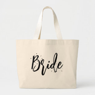 Bride Pink Cute Fun Calligraphy Script Simple  Large Tote Bag