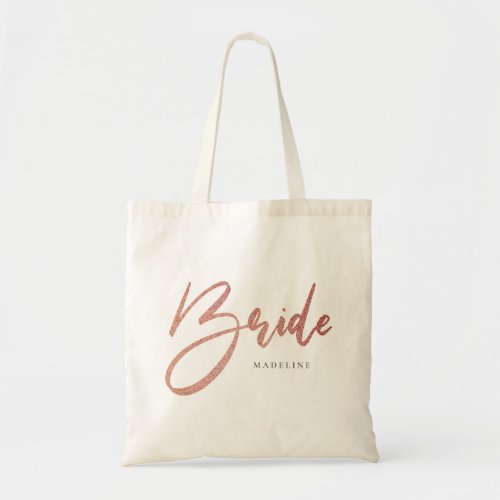 Bride Pink Faux Glitter Personalized Canvas 2 Tote Bag