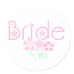 Bride Pink Flowers T-shirts and Gifts Classic Round Sticker