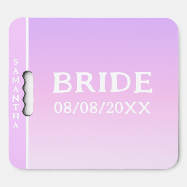 Bride Pink Gradient Bachelorette Party Name Seat Cushion (Front Horizontal)