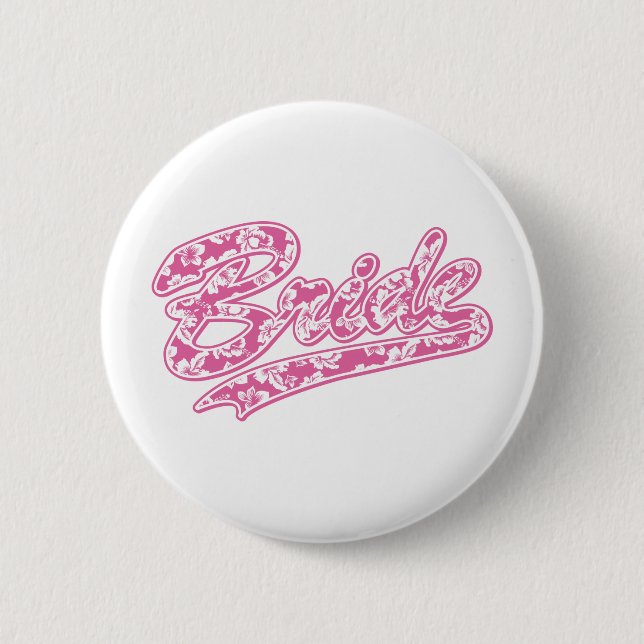Bride Pink Hibiscus Button (Front)