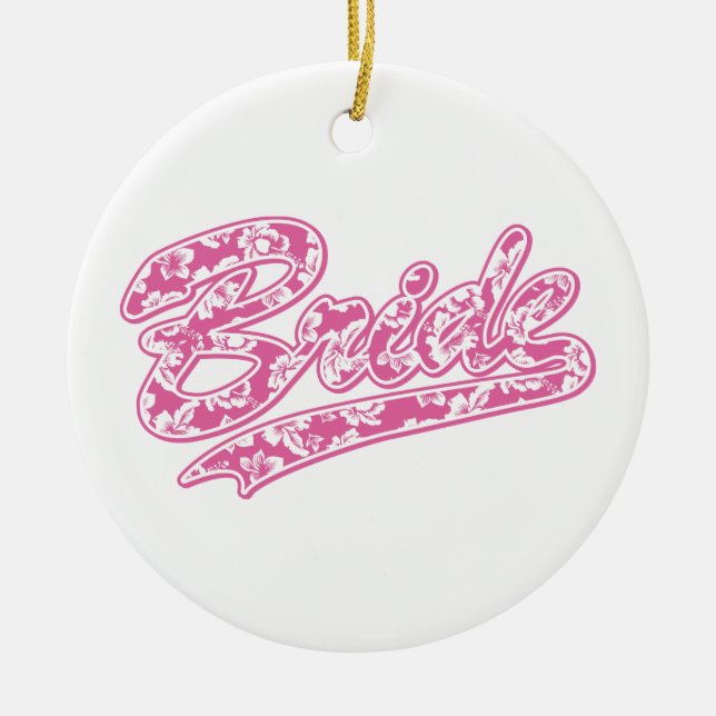 Bride Pink Hibiscus Ceramic Ornament (Front)